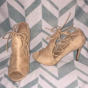 Lace-up Peep Toe Booties
